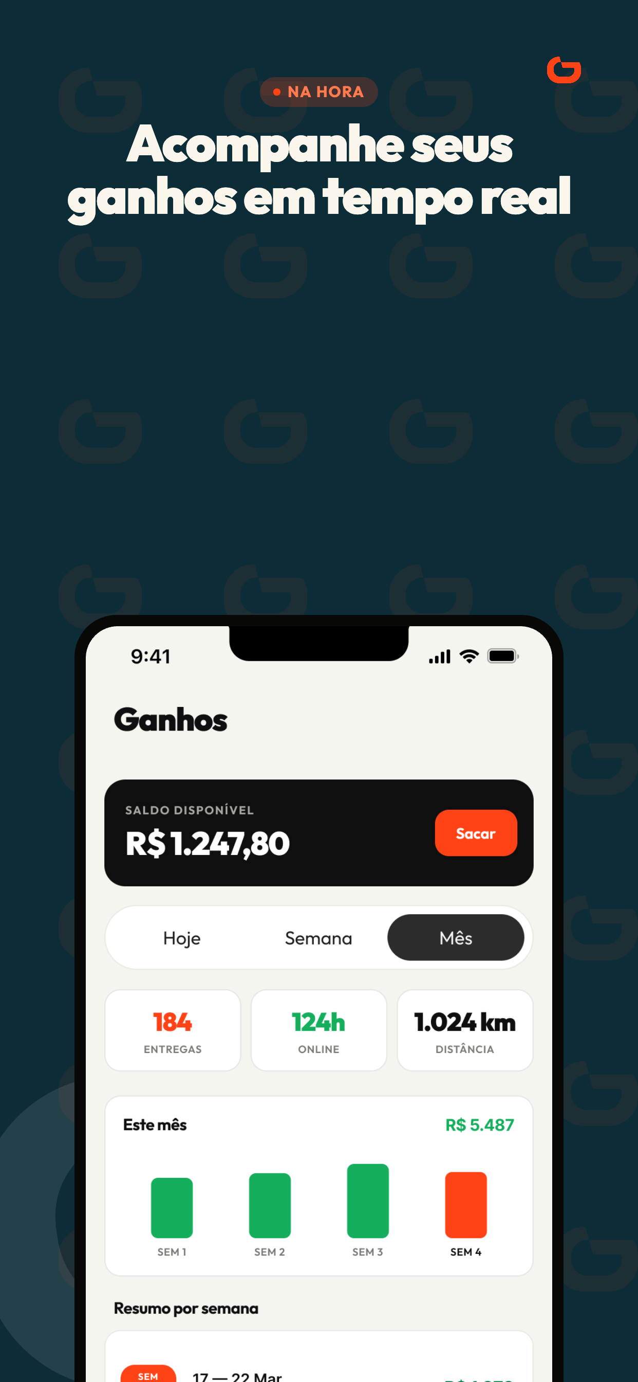 Prévia do app DuCorre com saldo e acompanhamento dos ganhos em tempo real